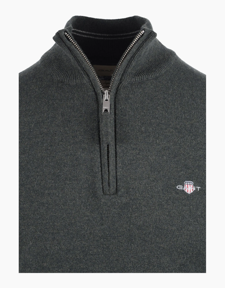 GANT SUPERFINE LAMBSWOOL HALF ZIP DARK MOSS GREEN
