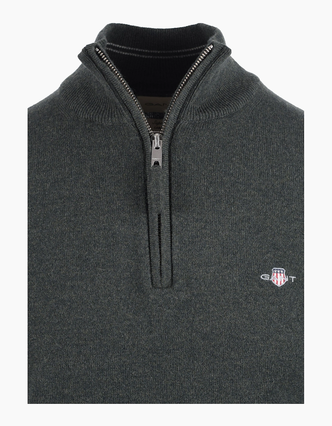 GANT SUPERFINE LAMBSWOOL HALF ZIP DARK MOSS GREEN