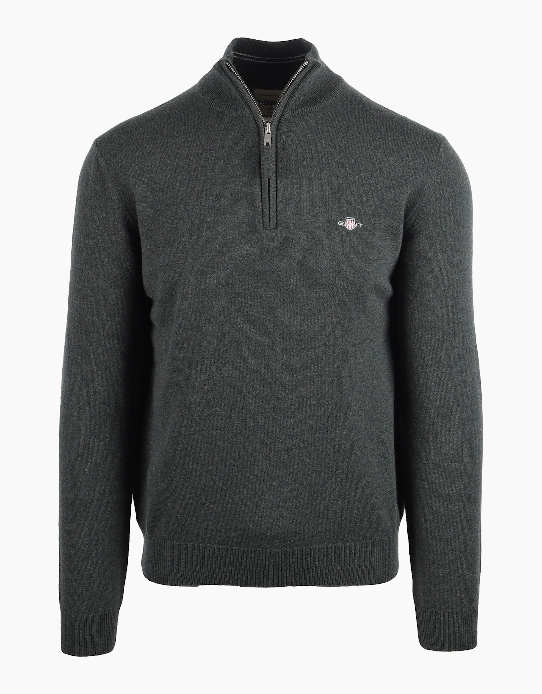 GANT SUPERFINE LAMBSWOOL HALF ZIP DARK MOSS GREEN