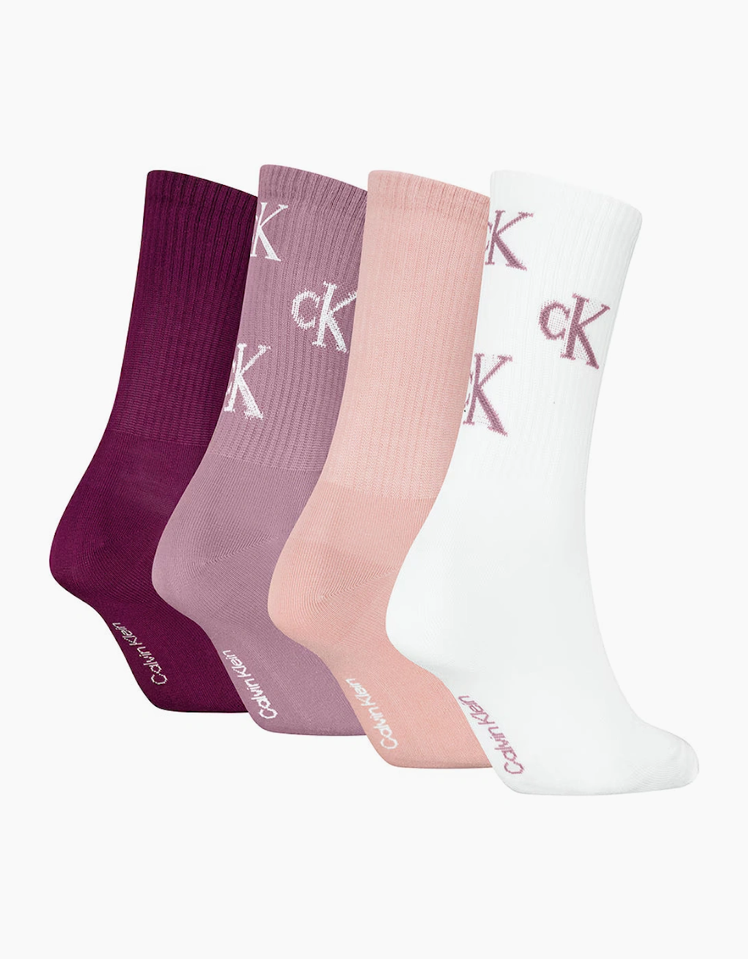Calvin Klein 4 Pack Giftbox Lurex AOP Womens Crew Socks Multicolour