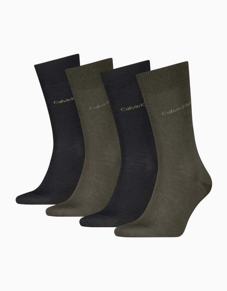 Calvin Klein 4 Pack Giftbox Classic Mens Crew Socks Olive Green