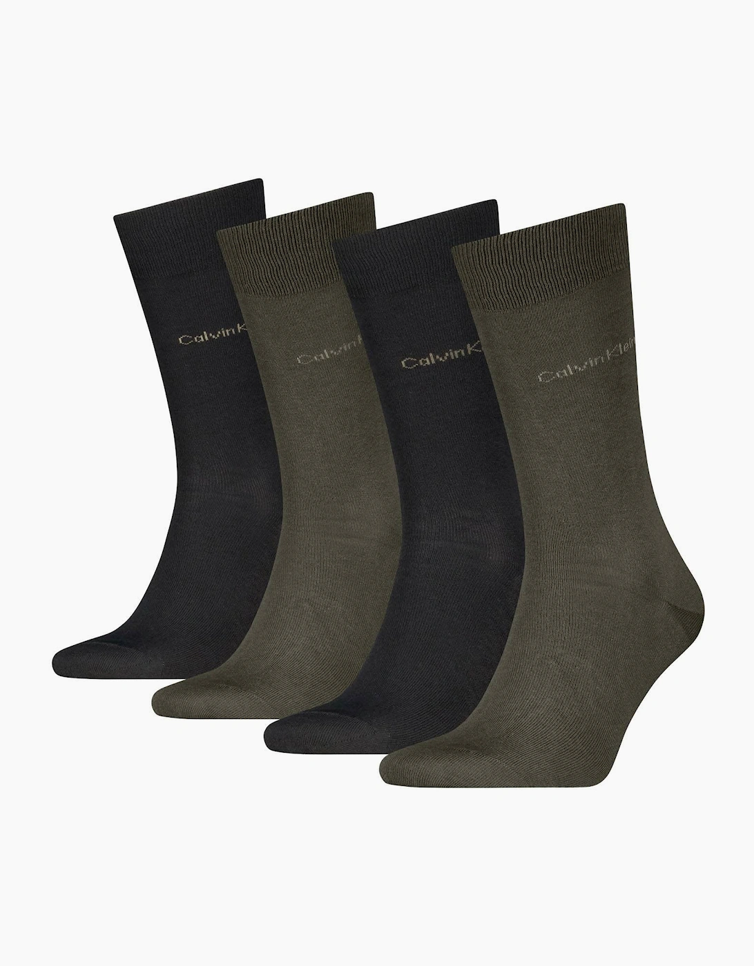 Men's Calvin Klein 4 Pack Giftbox Classic Mens Crew Socks Olive Green - Multi