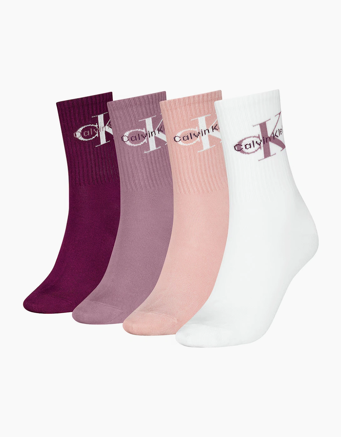Calvin Klein 4 Pack Giftbox Monologo Womens Crew Socks Multicolour