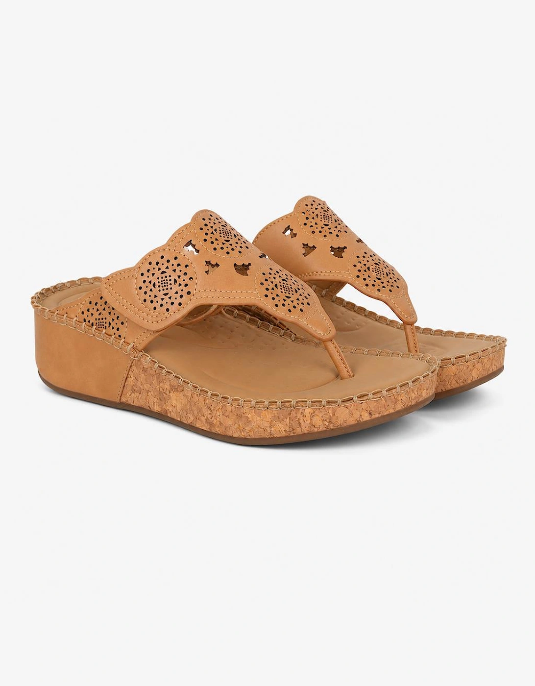 Cipriata CORINA Womens Toe-Post Sandals Light Tan