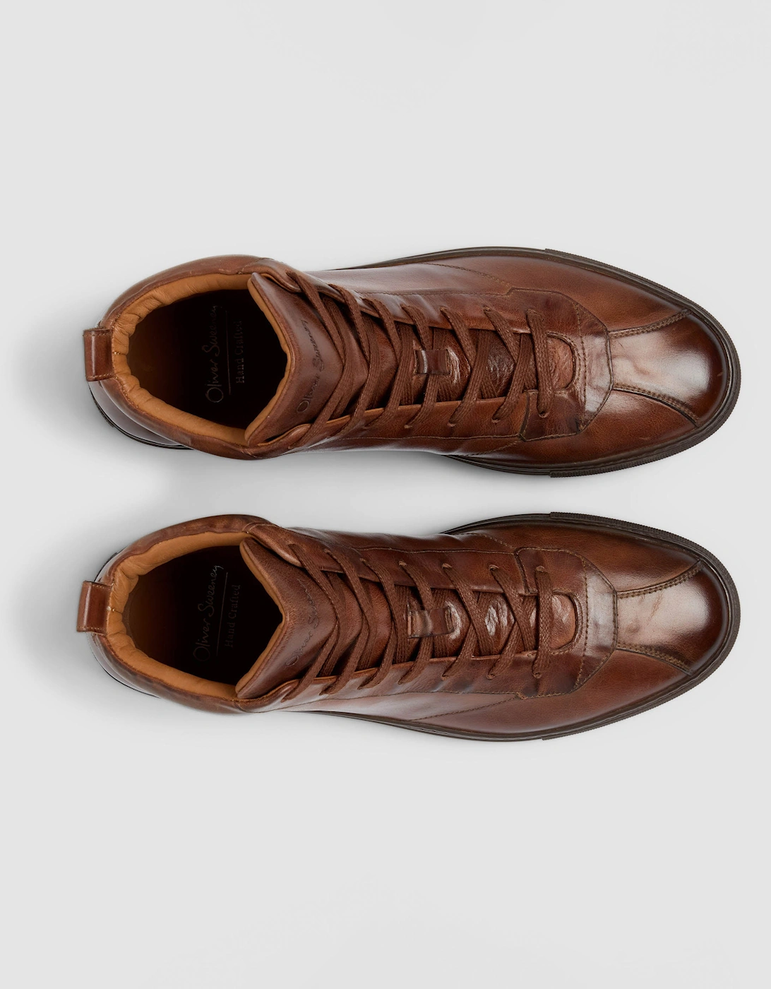 Oliver Sweeney Defeza Mens Calf Leather Retro Hi-Tops - Dark Tan