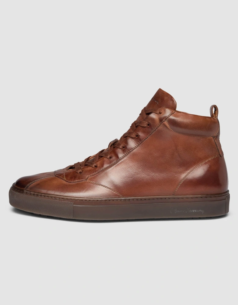 Oliver Sweeney Defeza Mens Calf Leather Retro Hi-Tops - Dark Tan