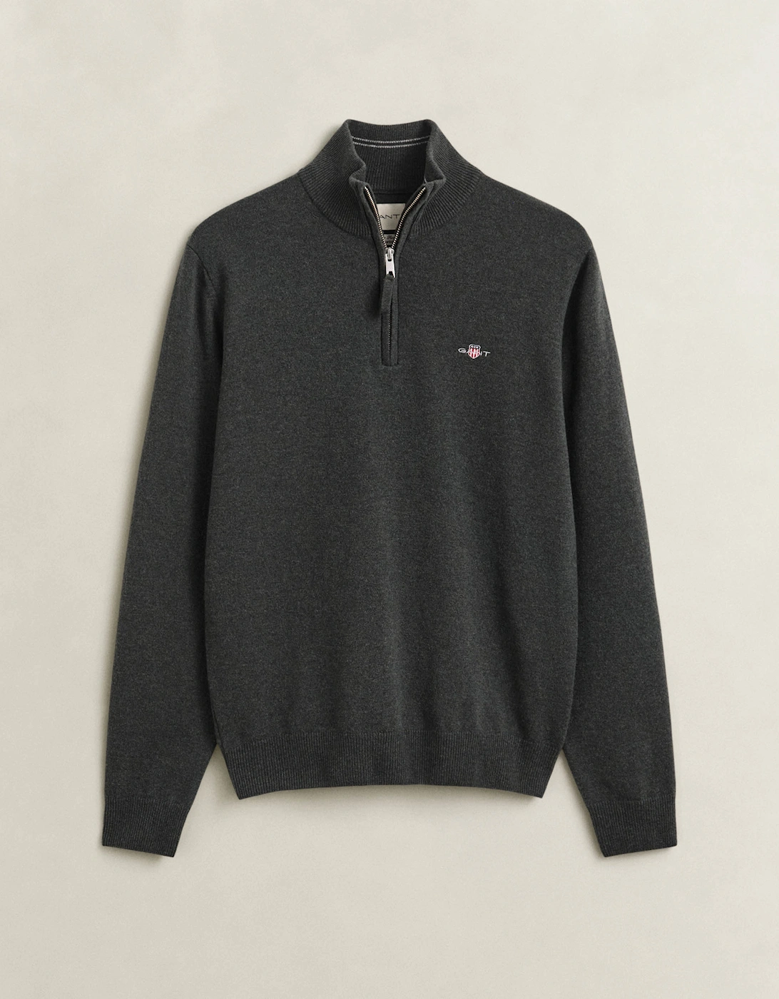 Men's GANT Mens Superfine Lambswool Half Zip Sweater - 368 Dark Moss Green - Black - Size: 40