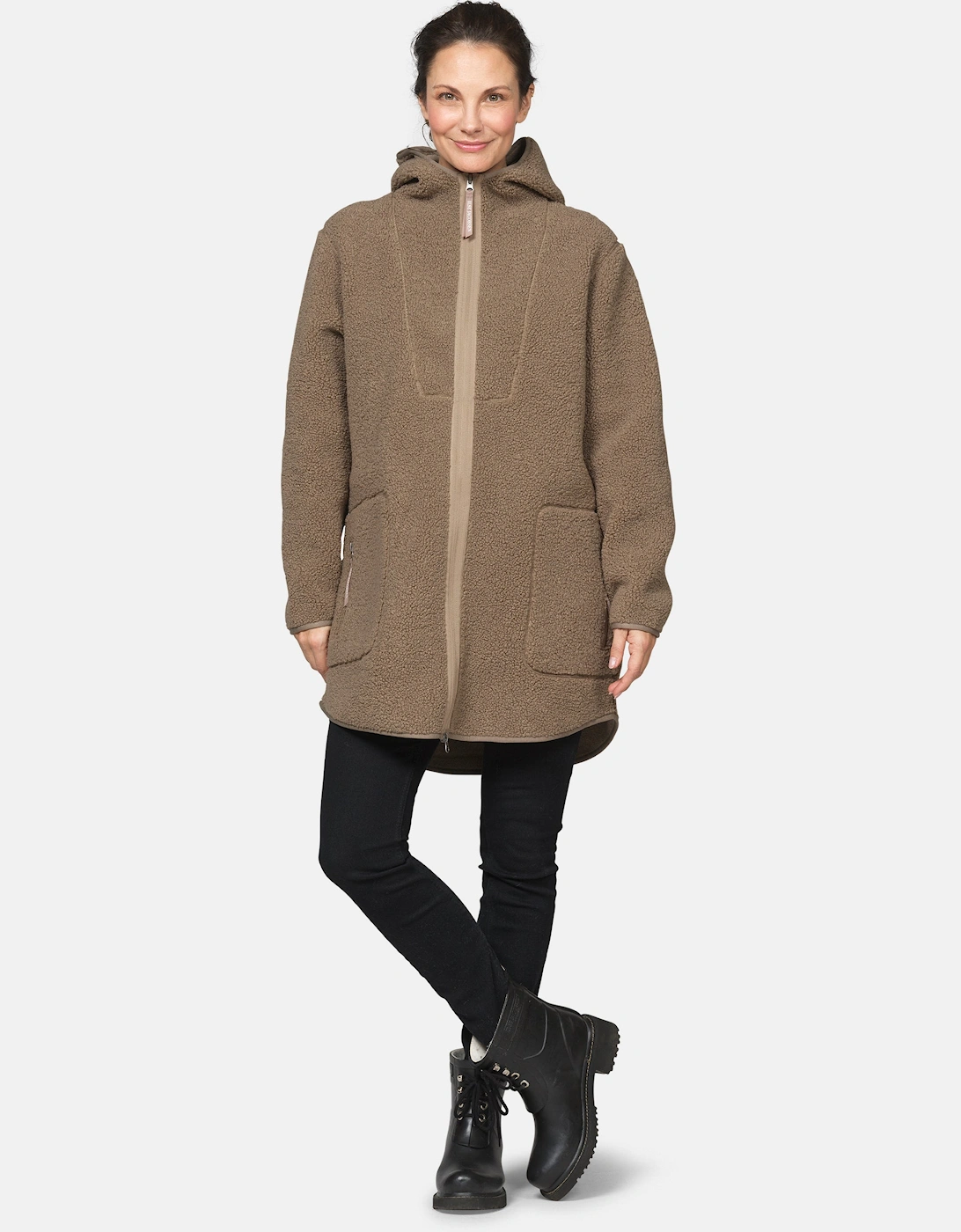 Ilse Jacobsen Bonded Pile Womens Hooded Jacket - Greige 105