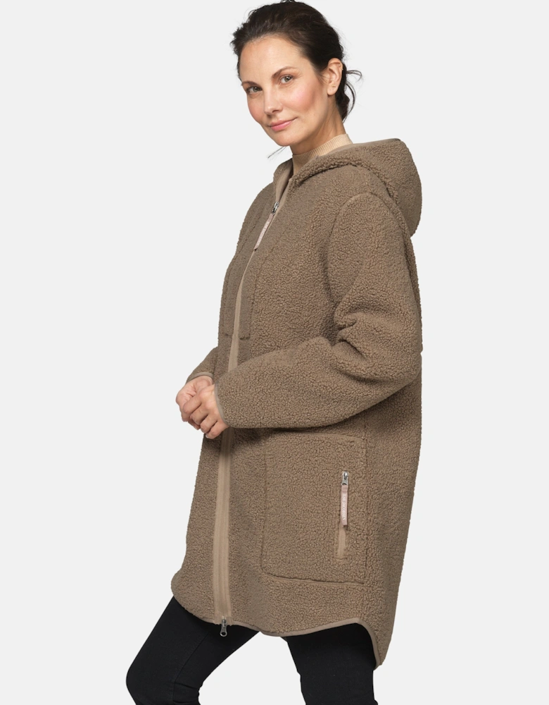 Ilse Jacobsen Bonded Pile Womens Hooded Jacket - Greige 105