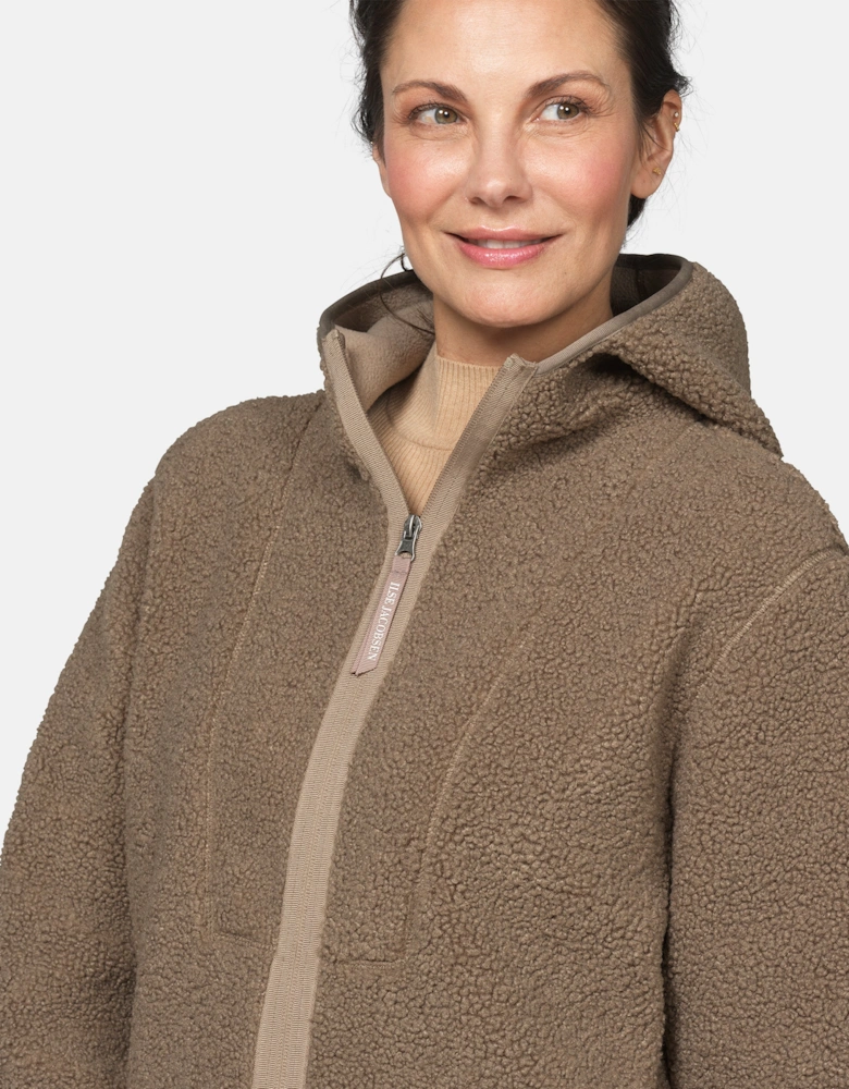 Ilse Jacobsen Bonded Pile Womens Hooded Jacket - Greige 105