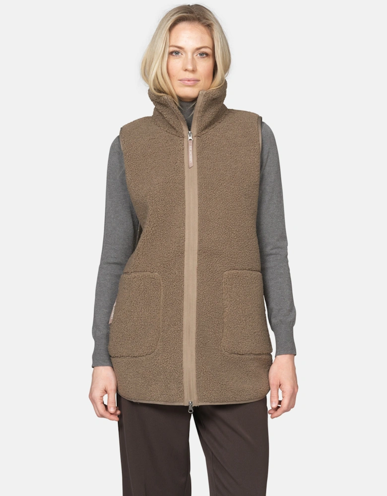 Ilse Jacobsen Long Pile Womens Gilet - Greige 105