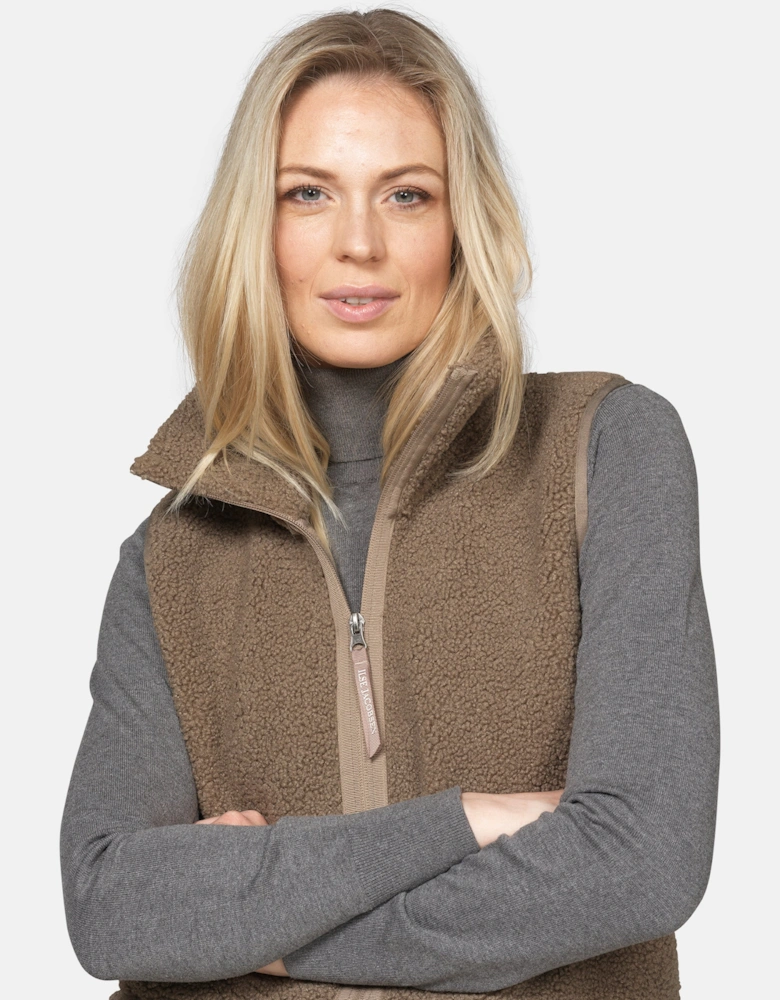 Ilse Jacobsen Long Pile Womens Gilet - Greige 105