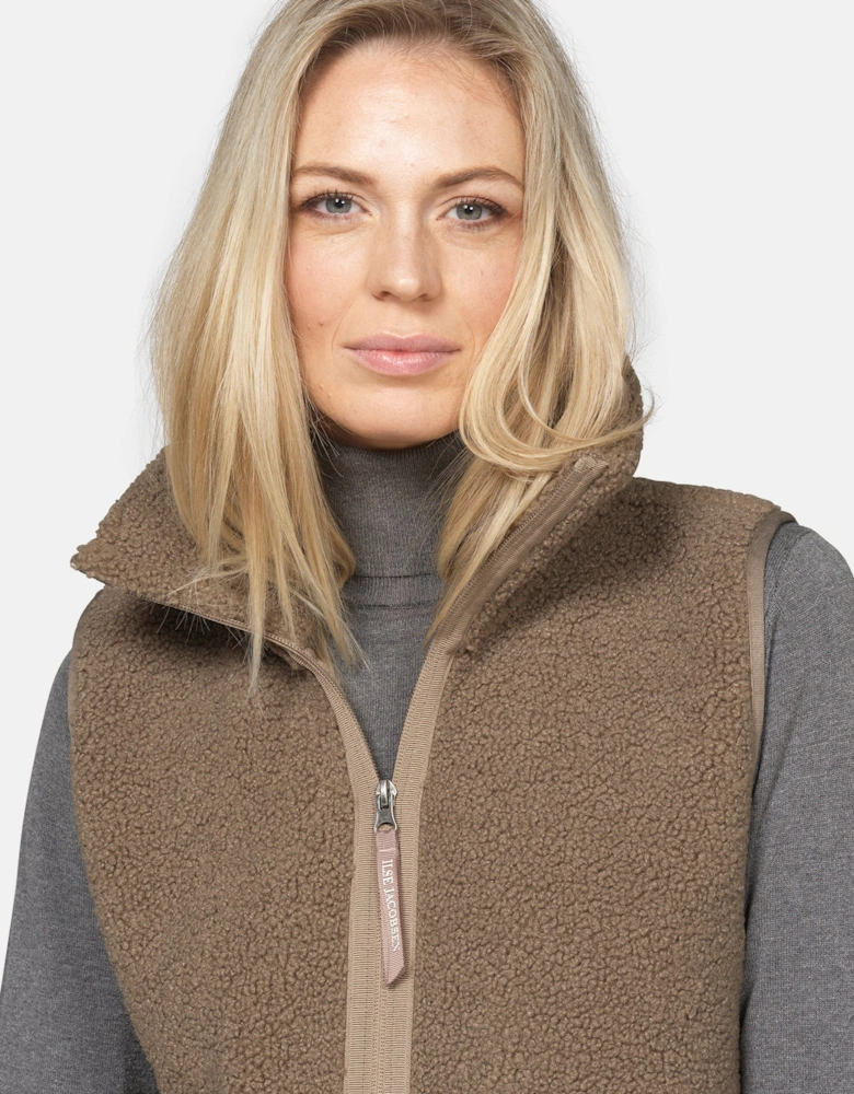 Ilse Jacobsen Long Pile Womens Gilet - Greige 105