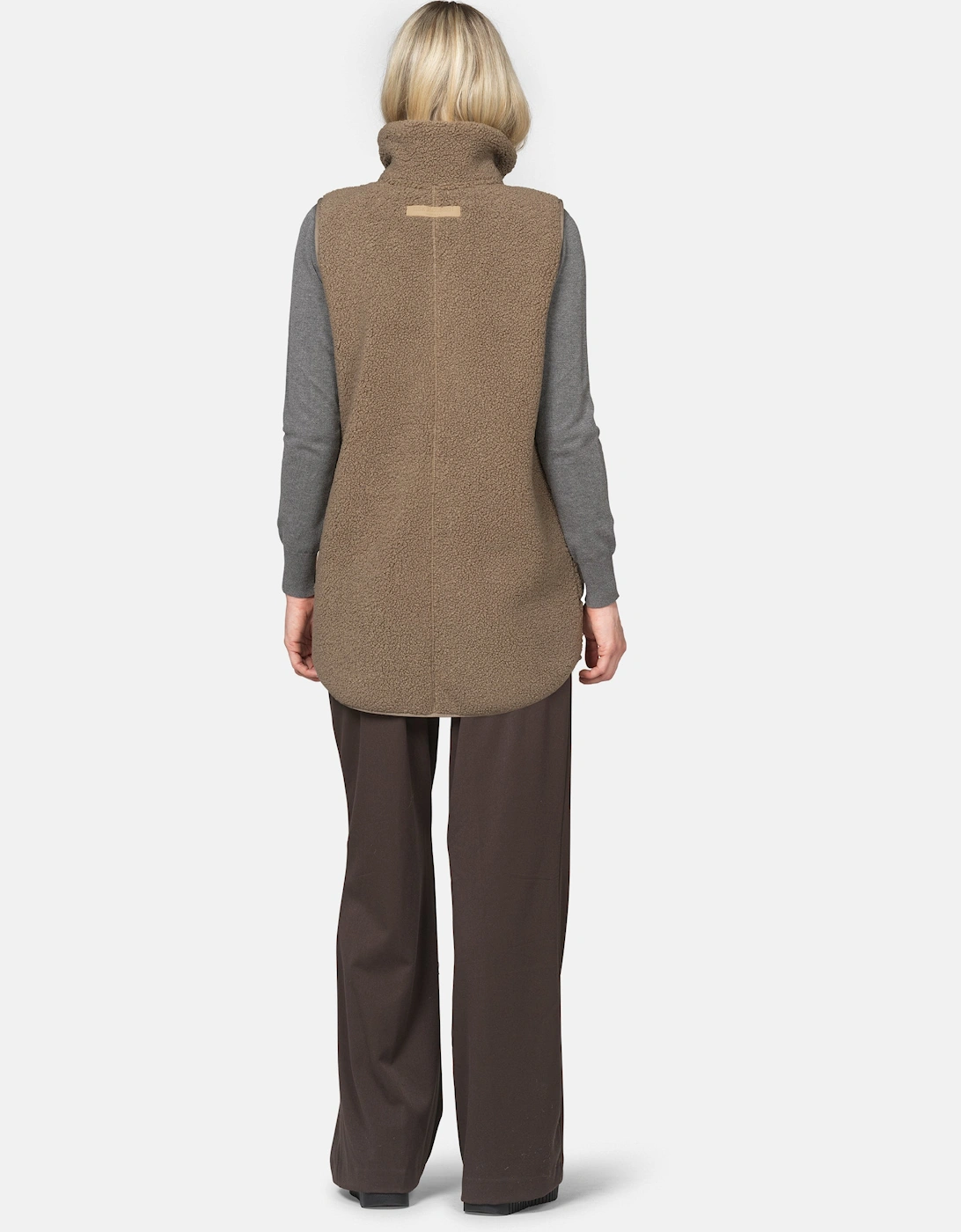 Ilse Jacobsen Long Pile Womens Gilet - Greige 105