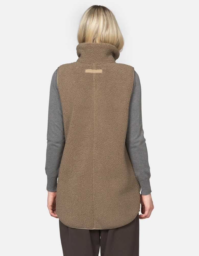 Ilse Jacobsen Long Pile Womens Gilet - Greige 105