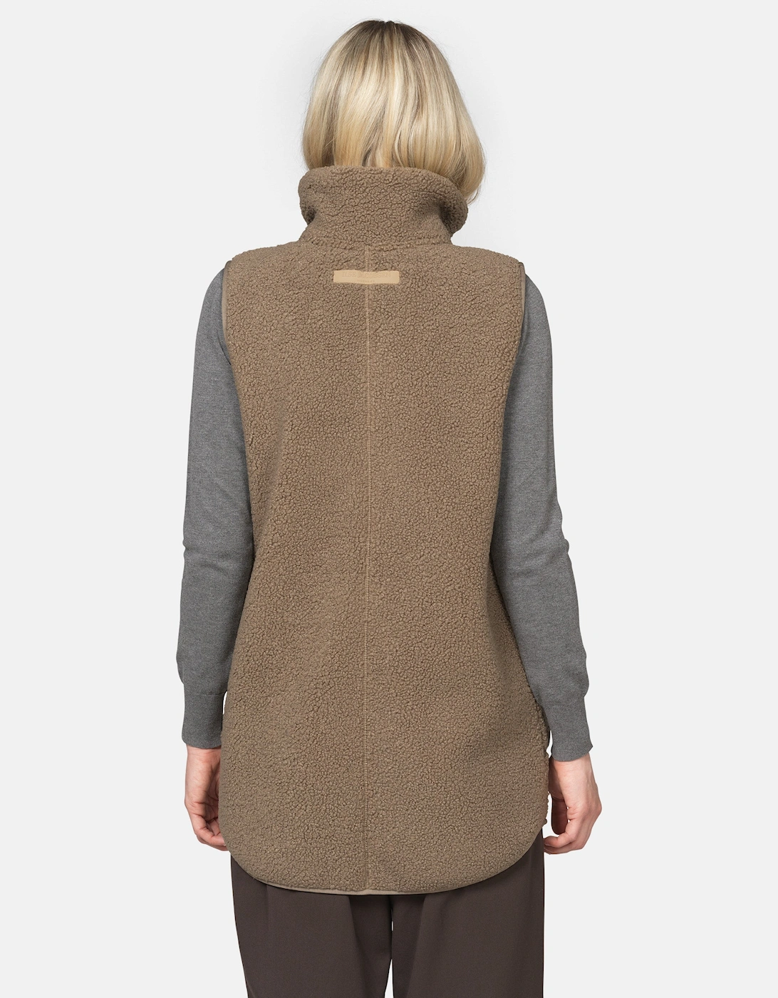Ilse Jacobsen Long Pile Womens Gilet - Greige 105