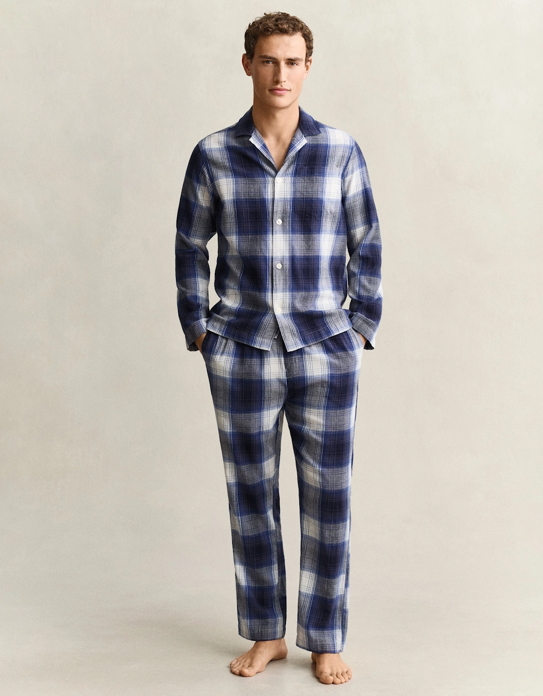 GANT Mens Flannel Checked Pyjama Set Gift Box - 410 Marine