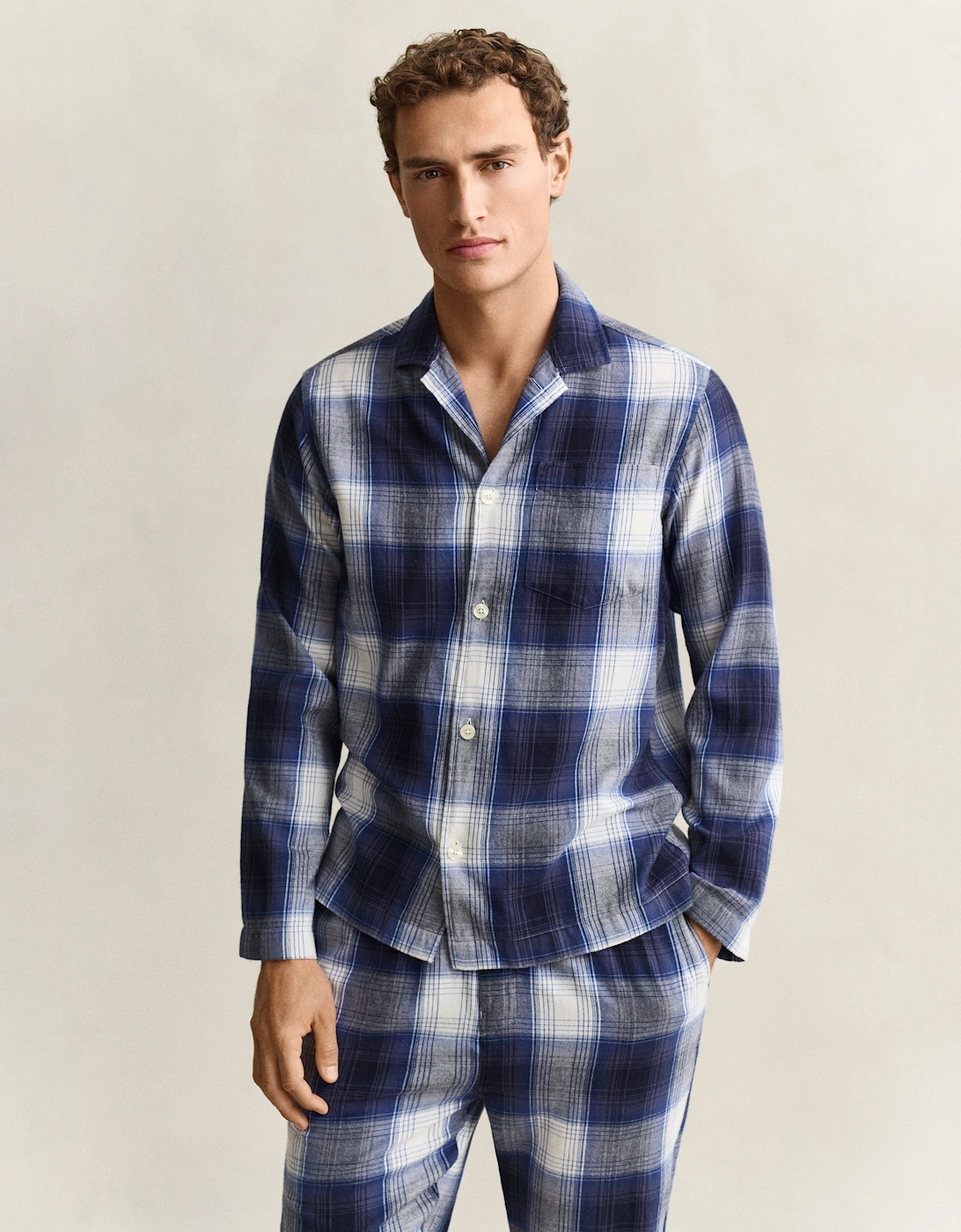 GANT Mens Flannel Checked Pyjama Set Gift Box - 410 Marine