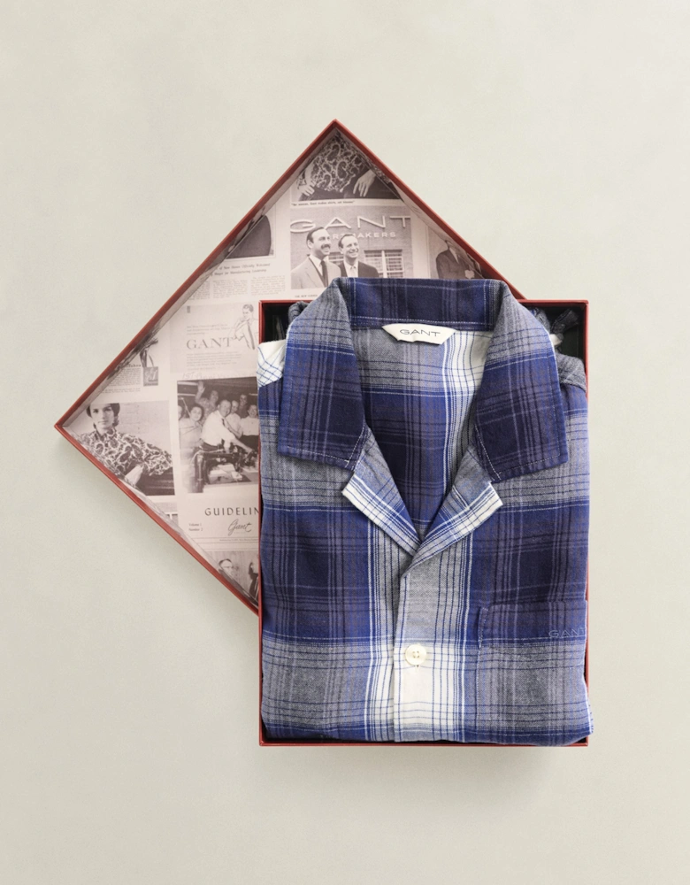 GANT Mens Flannel Checked Pyjama Set Gift Box - 410 Marine