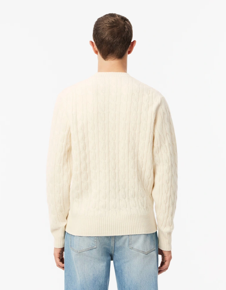 Lacoste Carded Wool Cable Knit Crew Neck Mens Sweater - Lapland XFJ