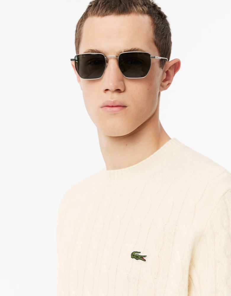 Lacoste Carded Wool Cable Knit Crew Neck Mens Sweater - Lapland XFJ