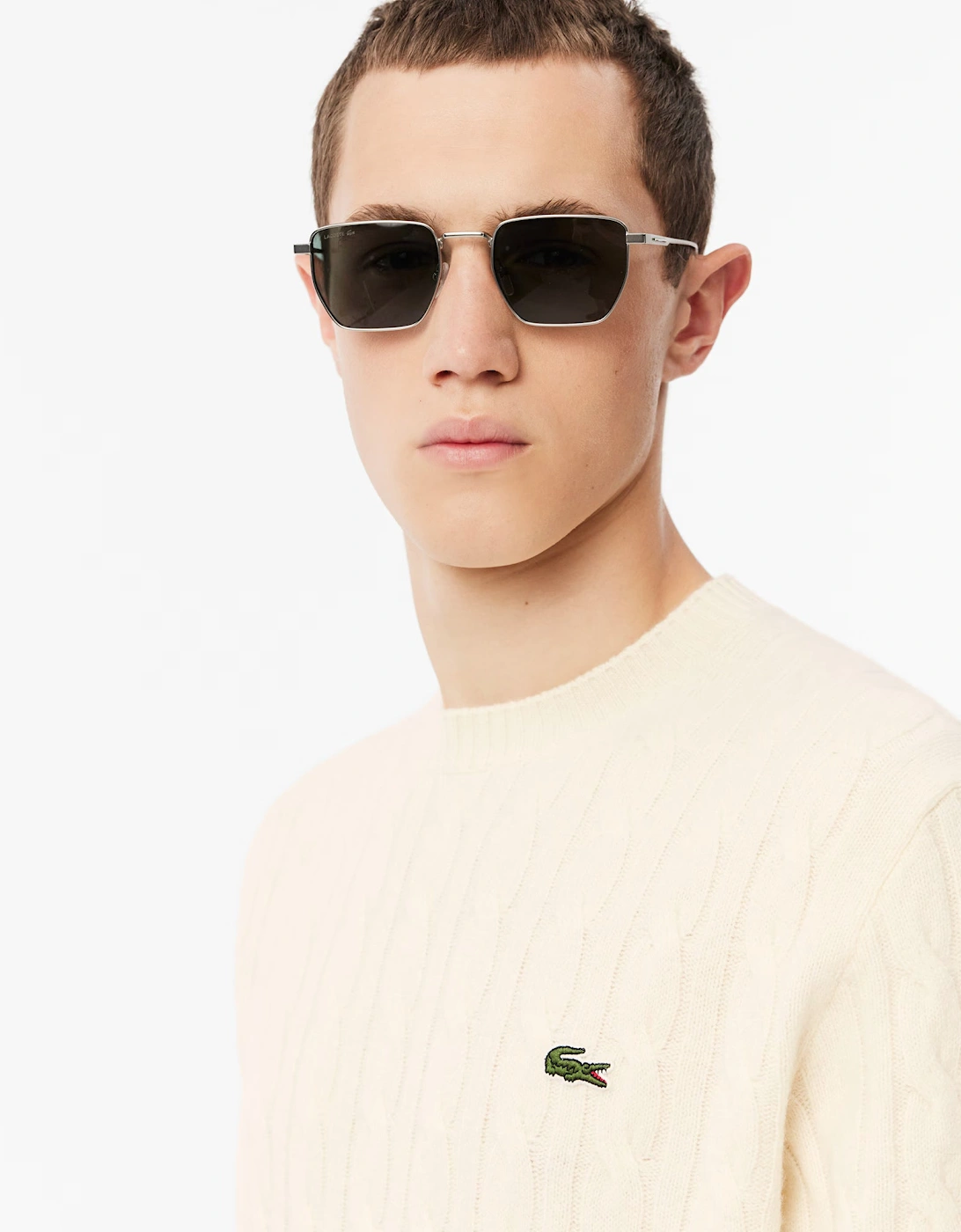 Lacoste Carded Wool Cable Knit Crew Neck Mens Sweater - Lapland XFJ