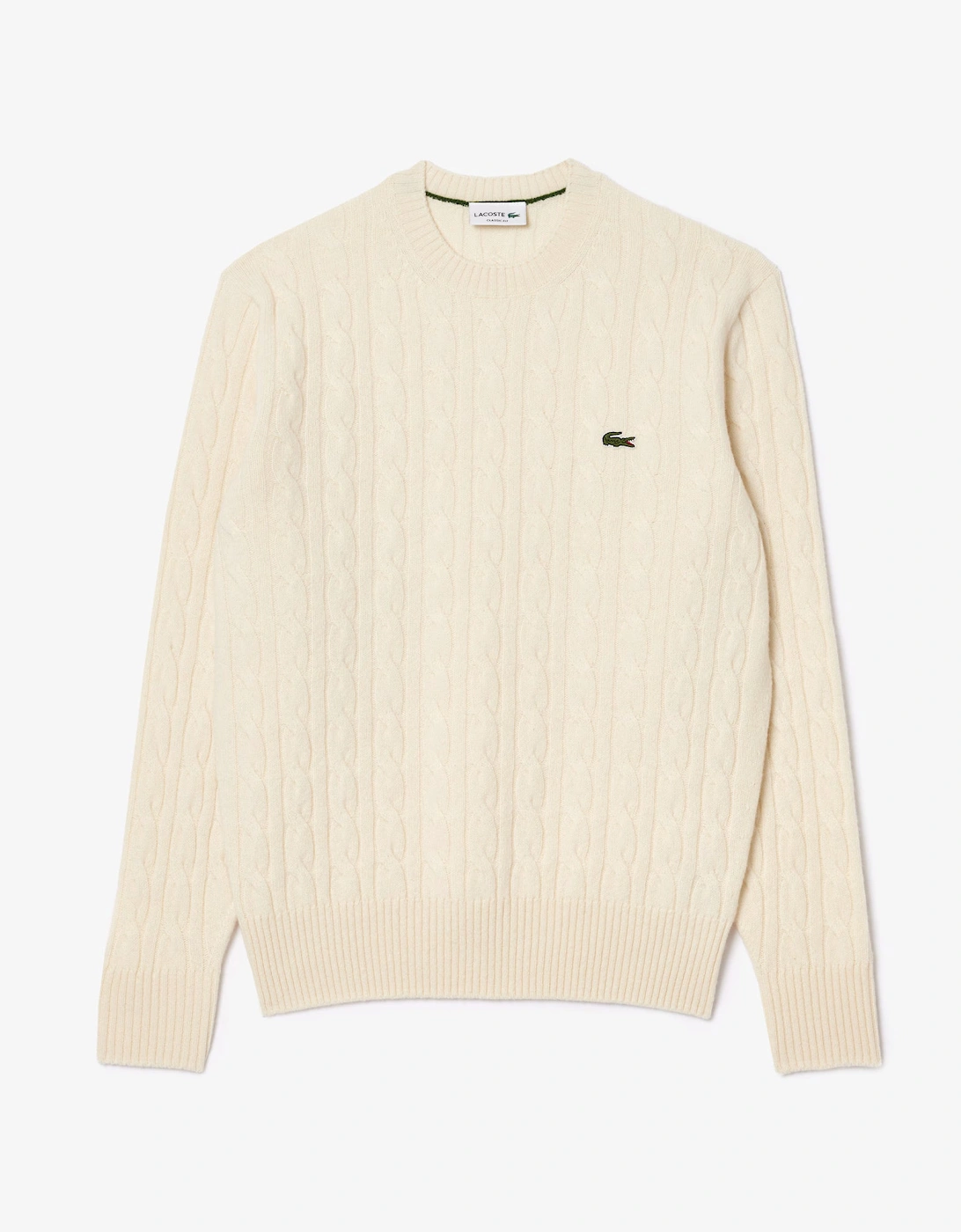 Lacoste Carded Wool Cable Knit Crew Neck Mens Sweater - Lapland XFJ