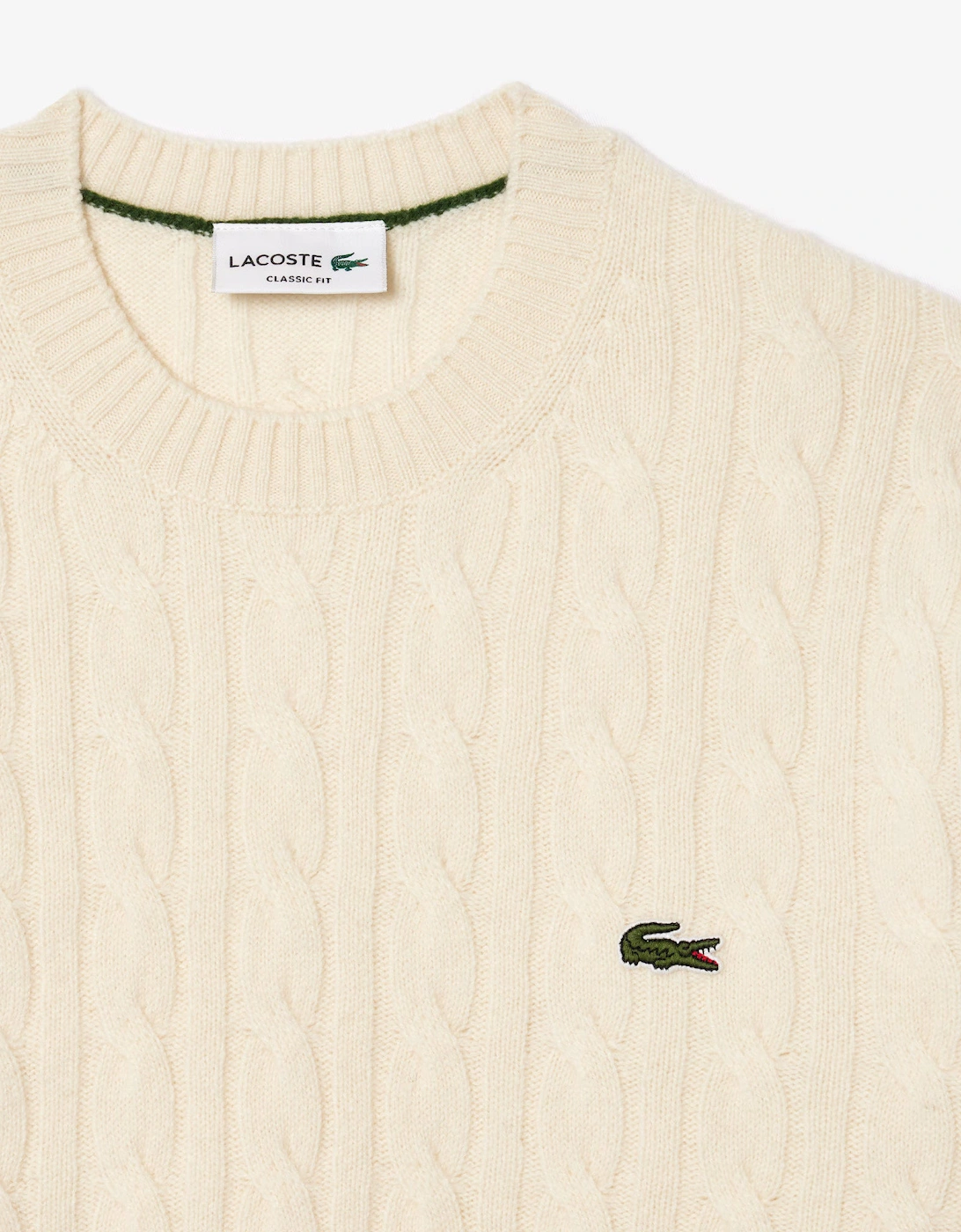 Lacoste Carded Wool Cable Knit Crew Neck Mens Sweater - Lapland XFJ