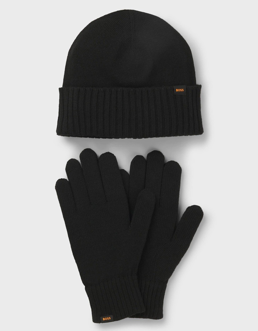 Men's BOSS Orange Mens Kalipso Kintted Gloves & Beanie Hat Gift Set - Dark Blue 404 - Navy - Size: ONE size