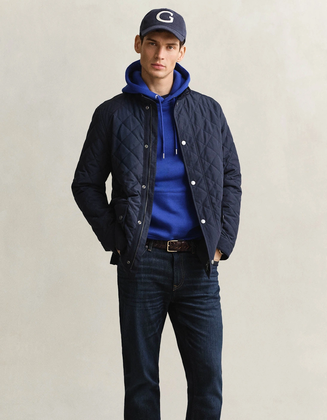 GANT Mens Quilted Mid Jacket - 433 Evening Blue