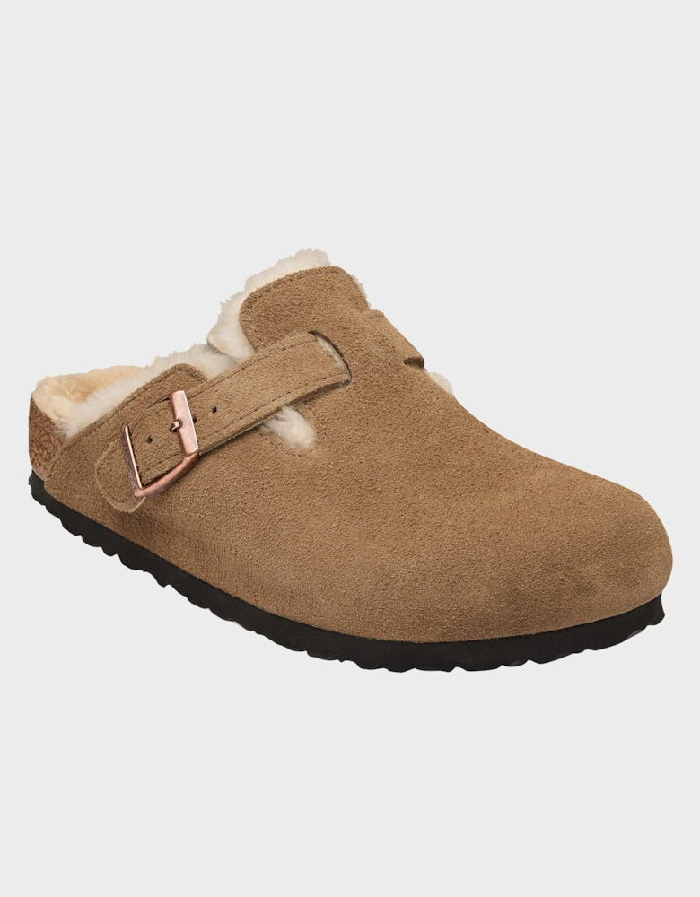 Birkenstock Boston VL Sheepskin Womens Clogs - Dark Tea