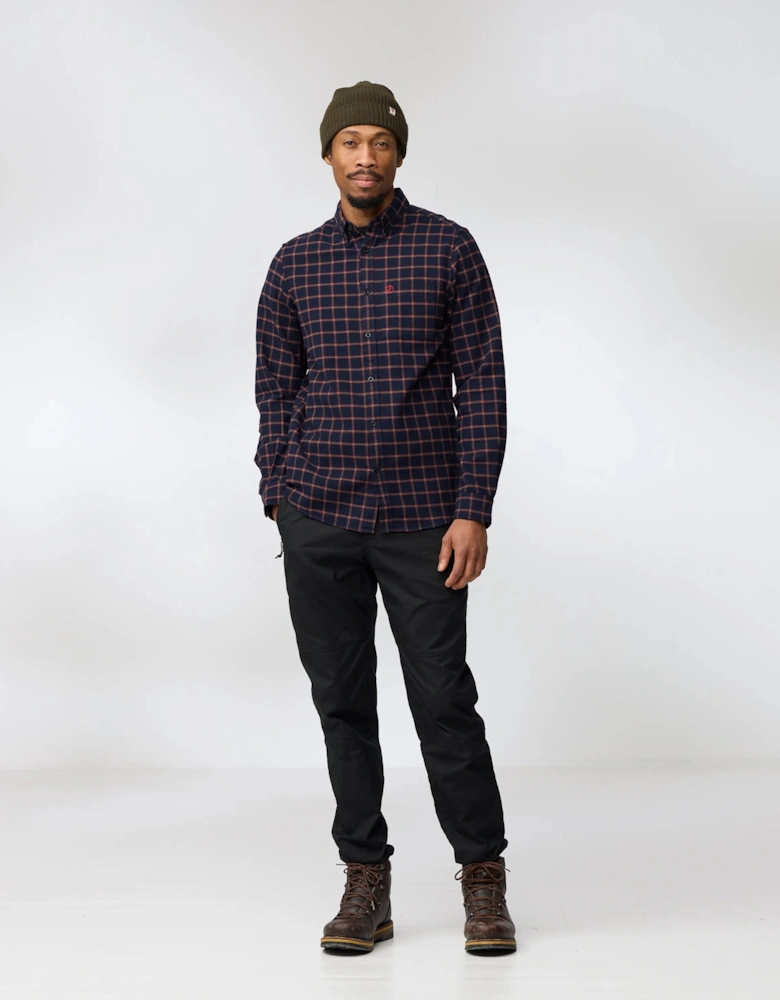 Fjallraven Övik Flannel Mens Long Sleeve Shirt - Dark Navy 555