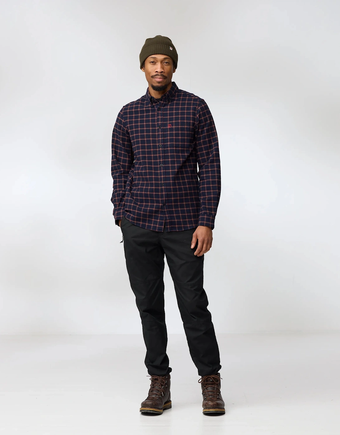 Fjallraven Övik Flannel Mens Long Sleeve Shirt - Dark Navy 555