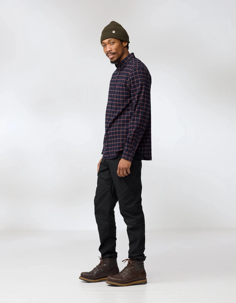 Fjallraven Övik Flannel Mens Long Sleeve Shirt - Dark Navy 555