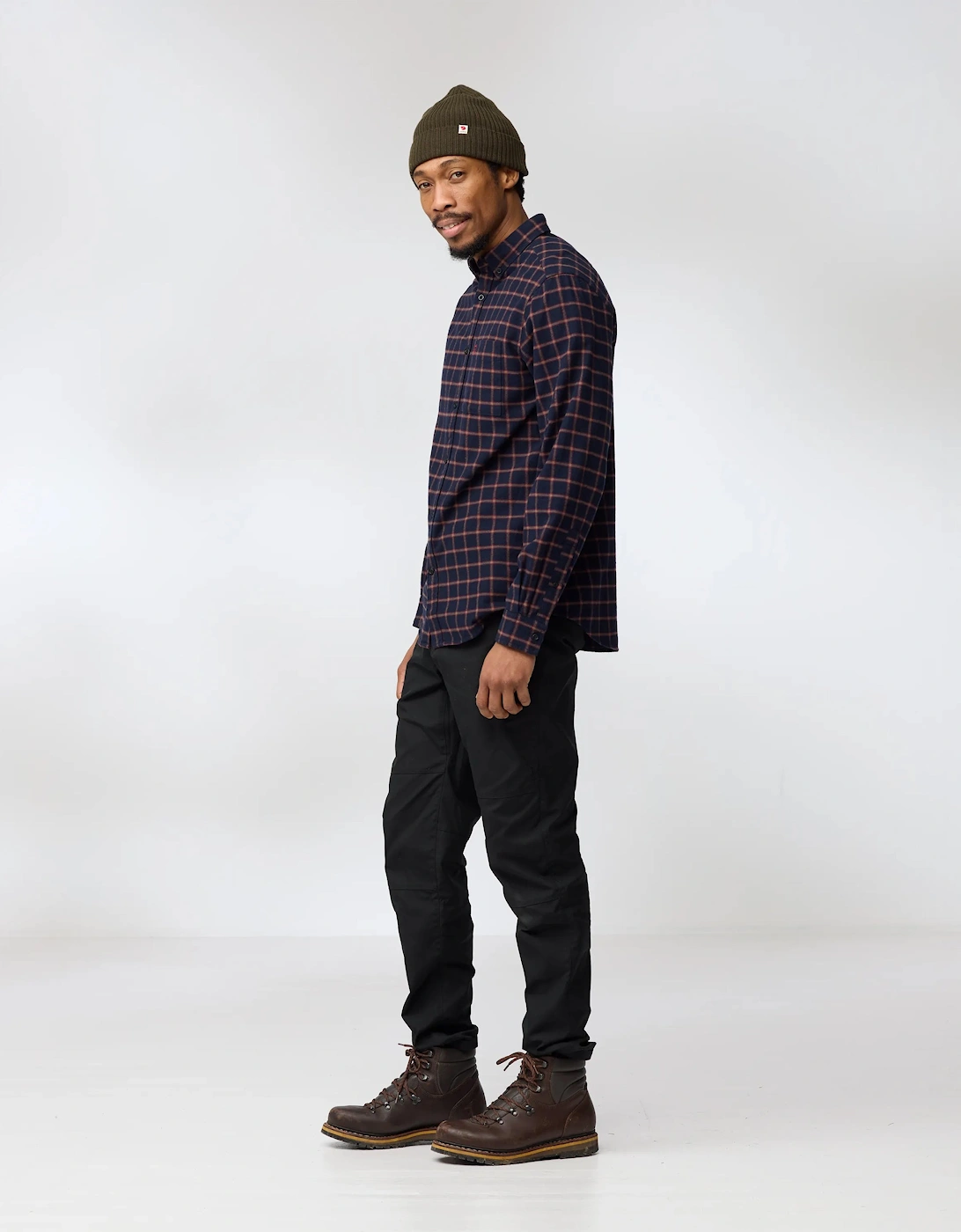 Fjallraven Övik Flannel Mens Long Sleeve Shirt - Dark Navy 555