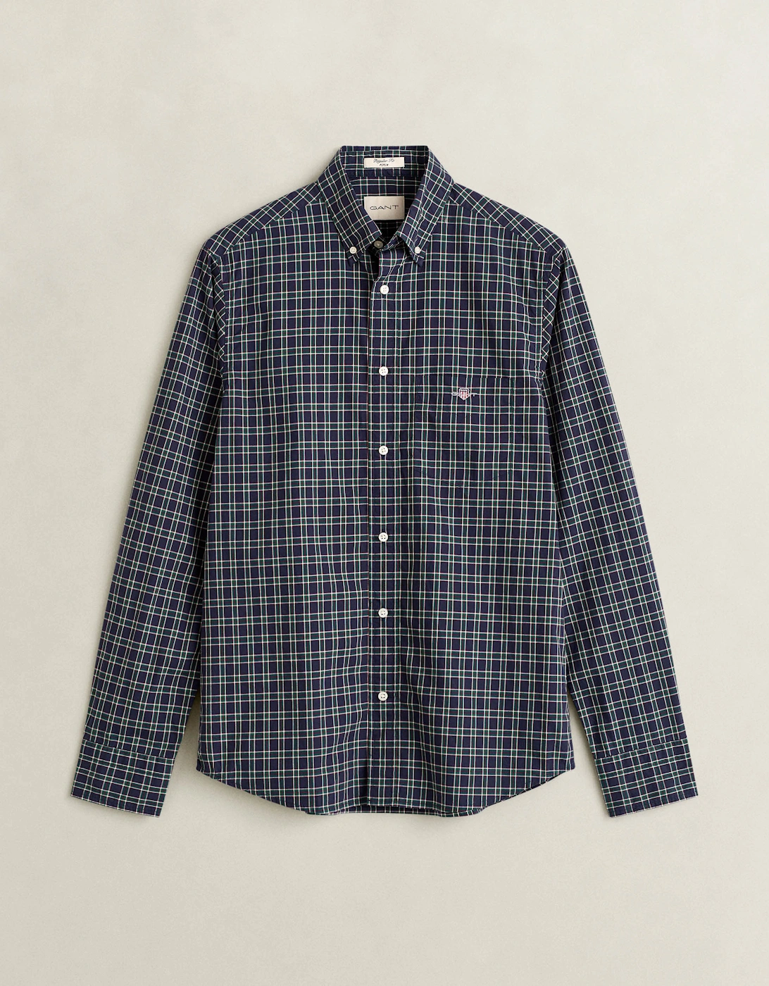 GANT Mens Regular Fit Poplin Check Shirt - 433 Evening Blue