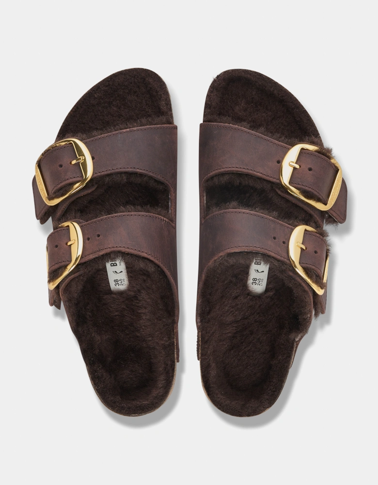 Birkenstock Arizona Big Buckle Shearling Oiled Leather Womens Sandals - Habana