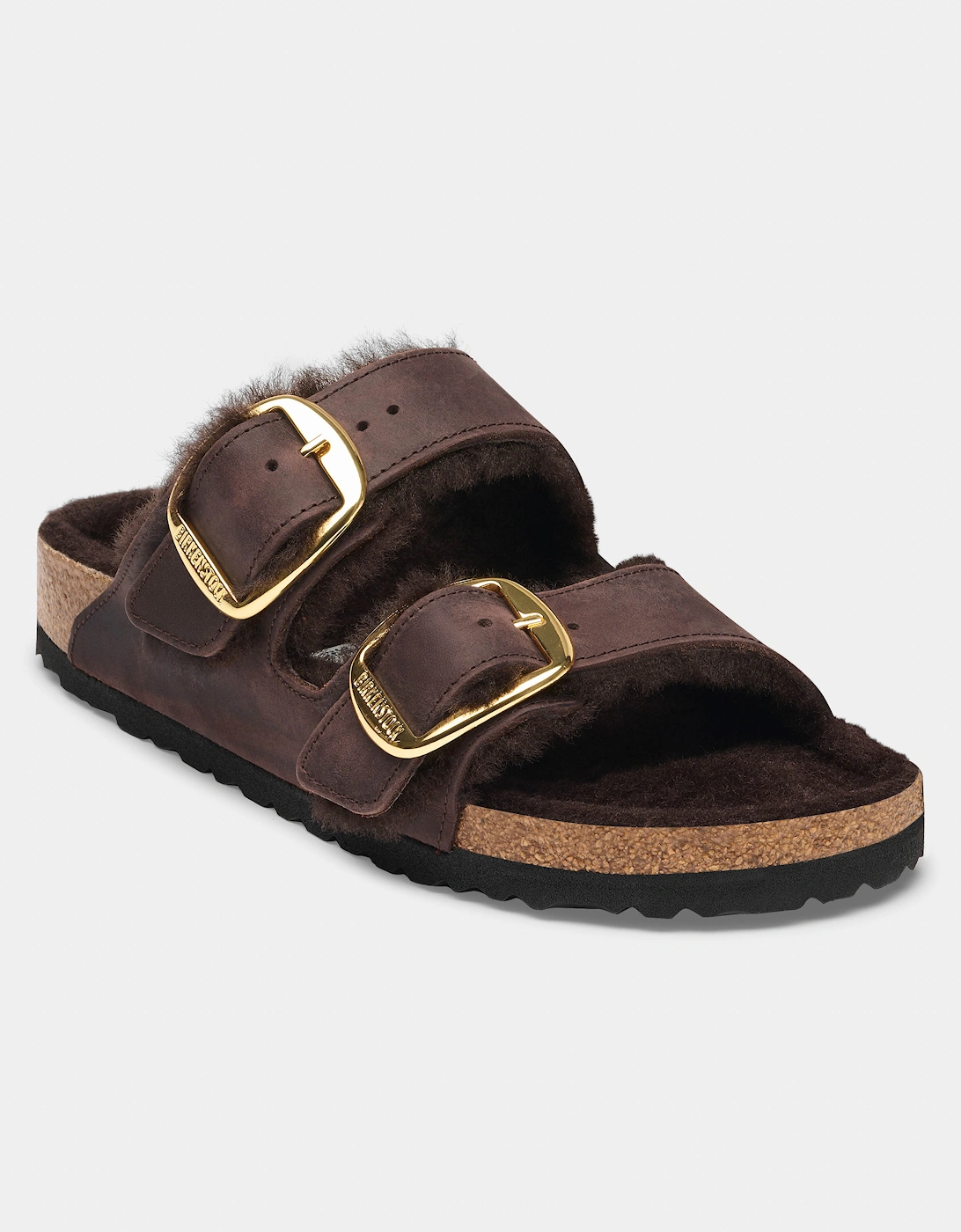 Birkenstock Arizona Big Buckle Shearling Oiled Leather Womens Sandals - Habana