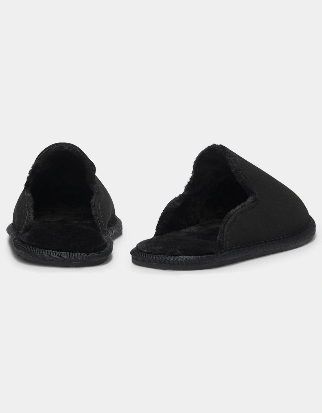 BOSS Orange Mens Shearling-lined slip-on slippers with logo detail - Black 001