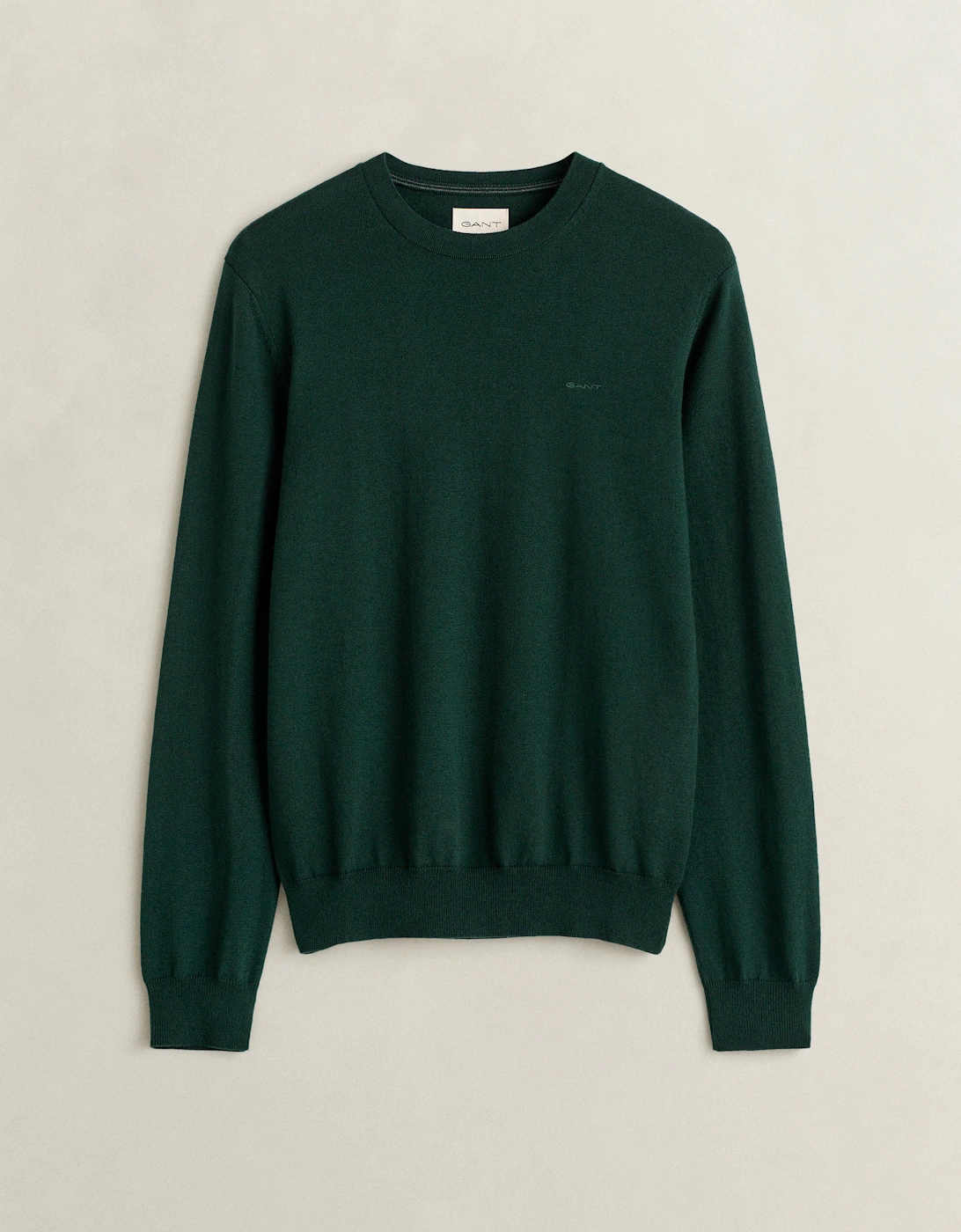 GANT Mens Cotton Wool Crew Neck Sweater - 374 Tartan Green