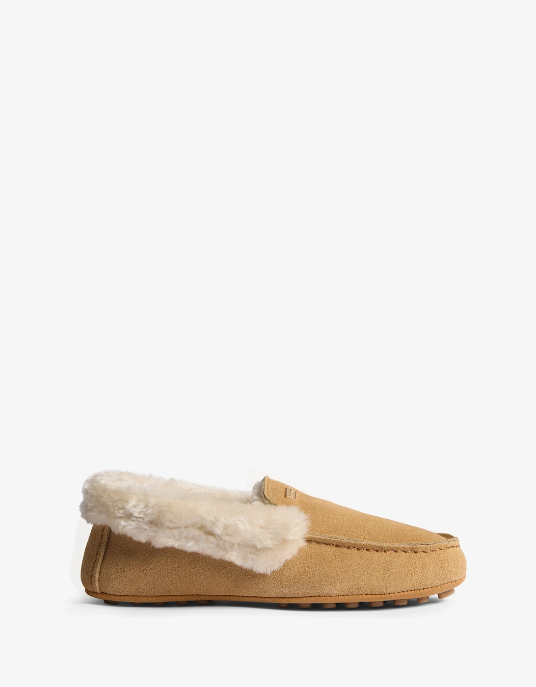 Hunter Womens Sherpa Collar Moccasin Slippers - Natural