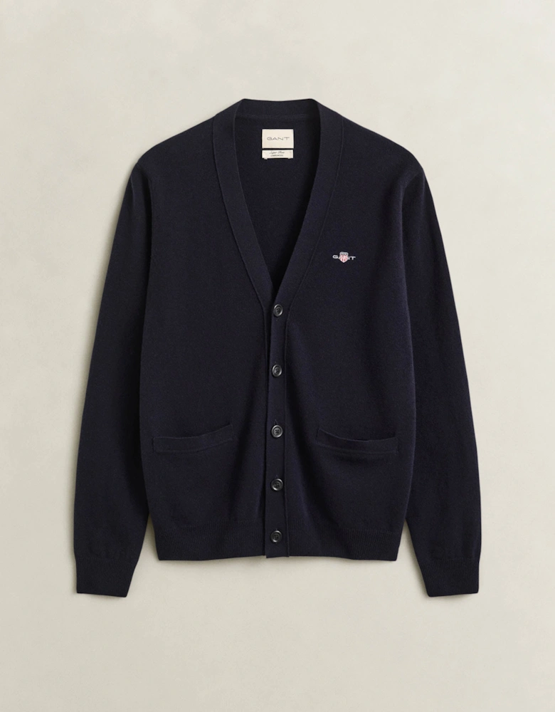 GANT Mens Superfine Lambswool V-Neck Cardigan - 410 Marine