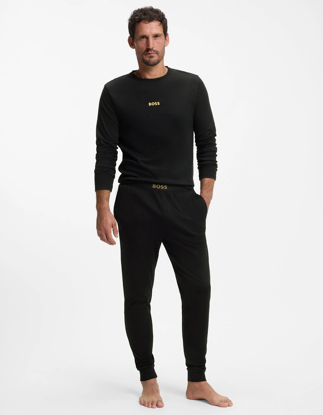 BOSS Orange Xmas Long Pyjama Set - Black 001