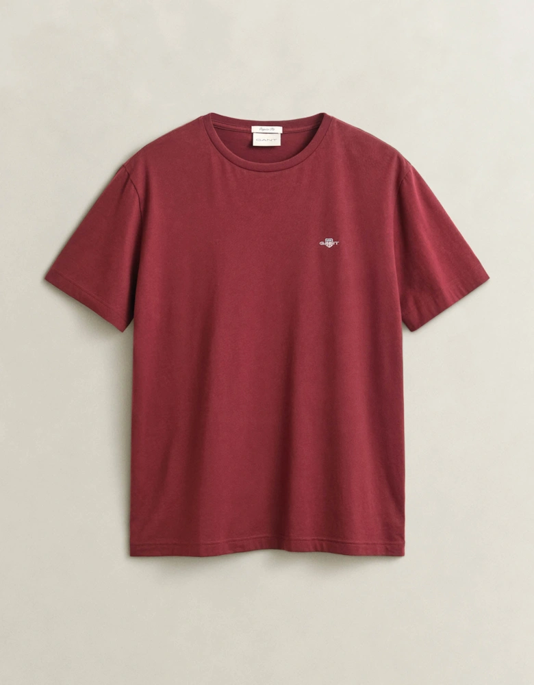 GANT Mens Regular Fit Short Sleeve Shield Logo T-Shirt - 676 Deep Grape Wine