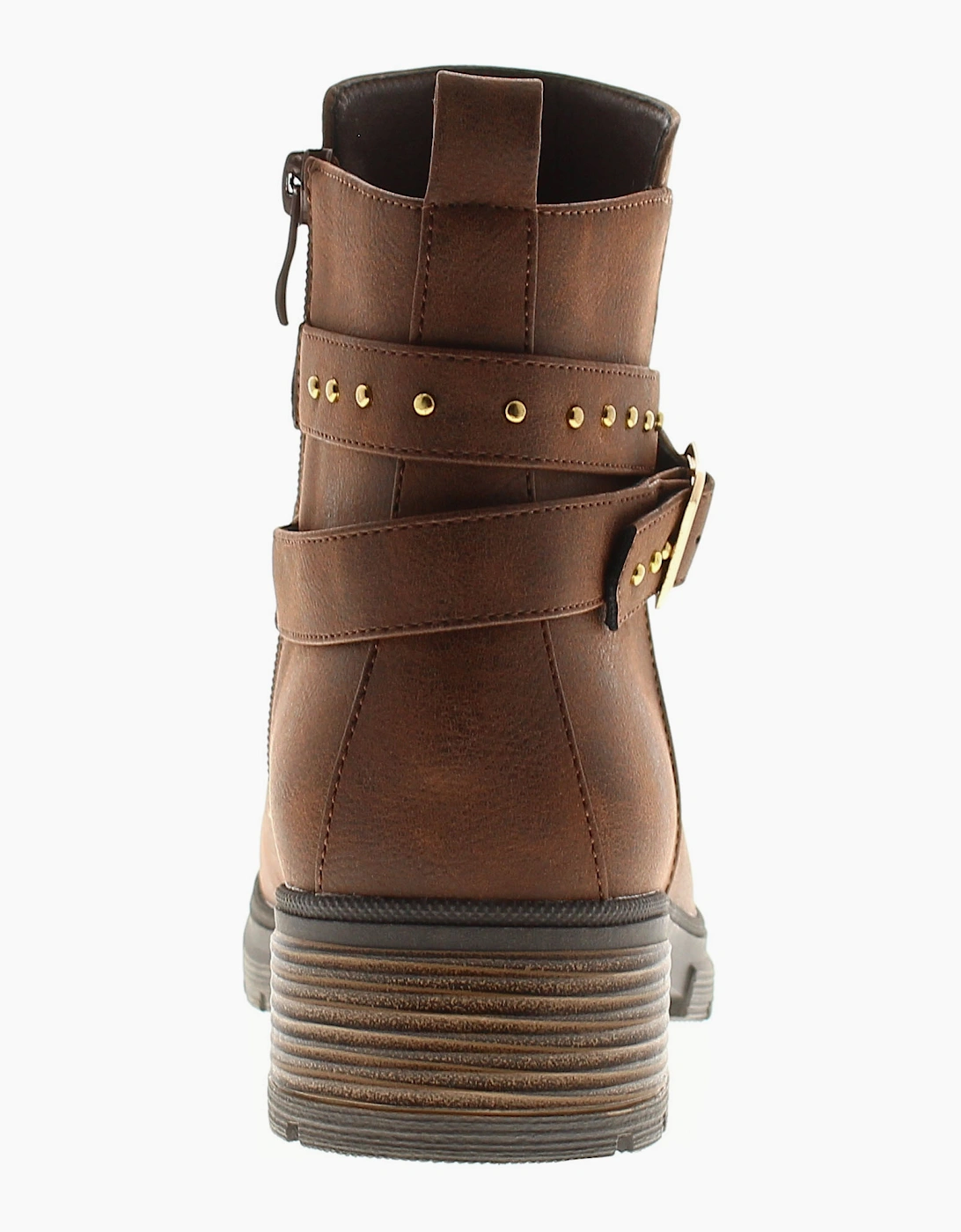 Apache Womens Ankle Boots Millie Pu Zip Fastening brown UK Size