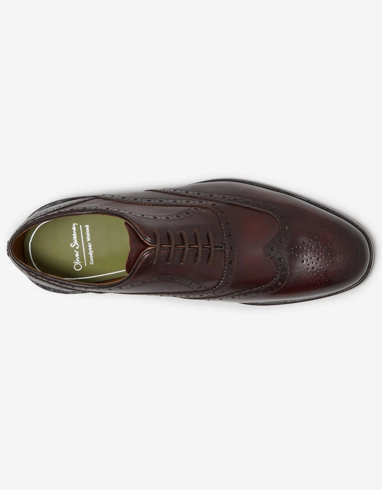Oliver Sweeney Hunstanton Hand Antiqued Calf Leather Mens Oxford Shoes - Dark Brown