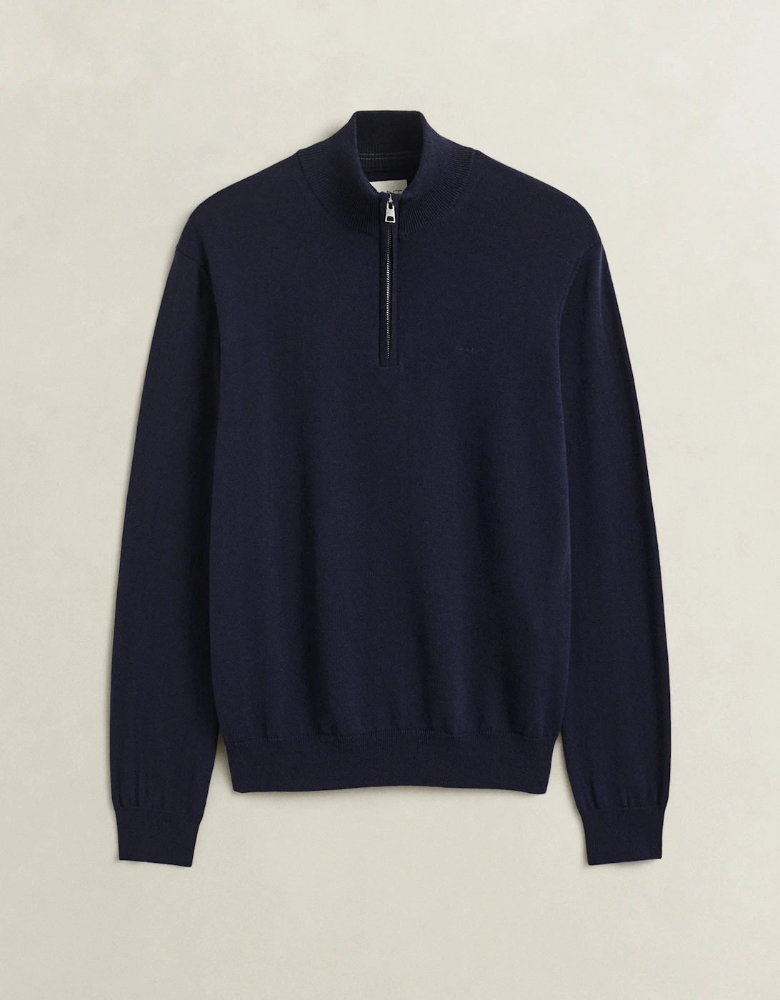 Men's GANT Mens Cotton Wool Half Zip Sweater - 433 Evening Blue - Navy - Size: 38