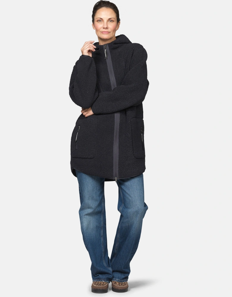 Ilse Jacobsen Bonded Pile Womens Hooded Jacket - Dark Indigo 660