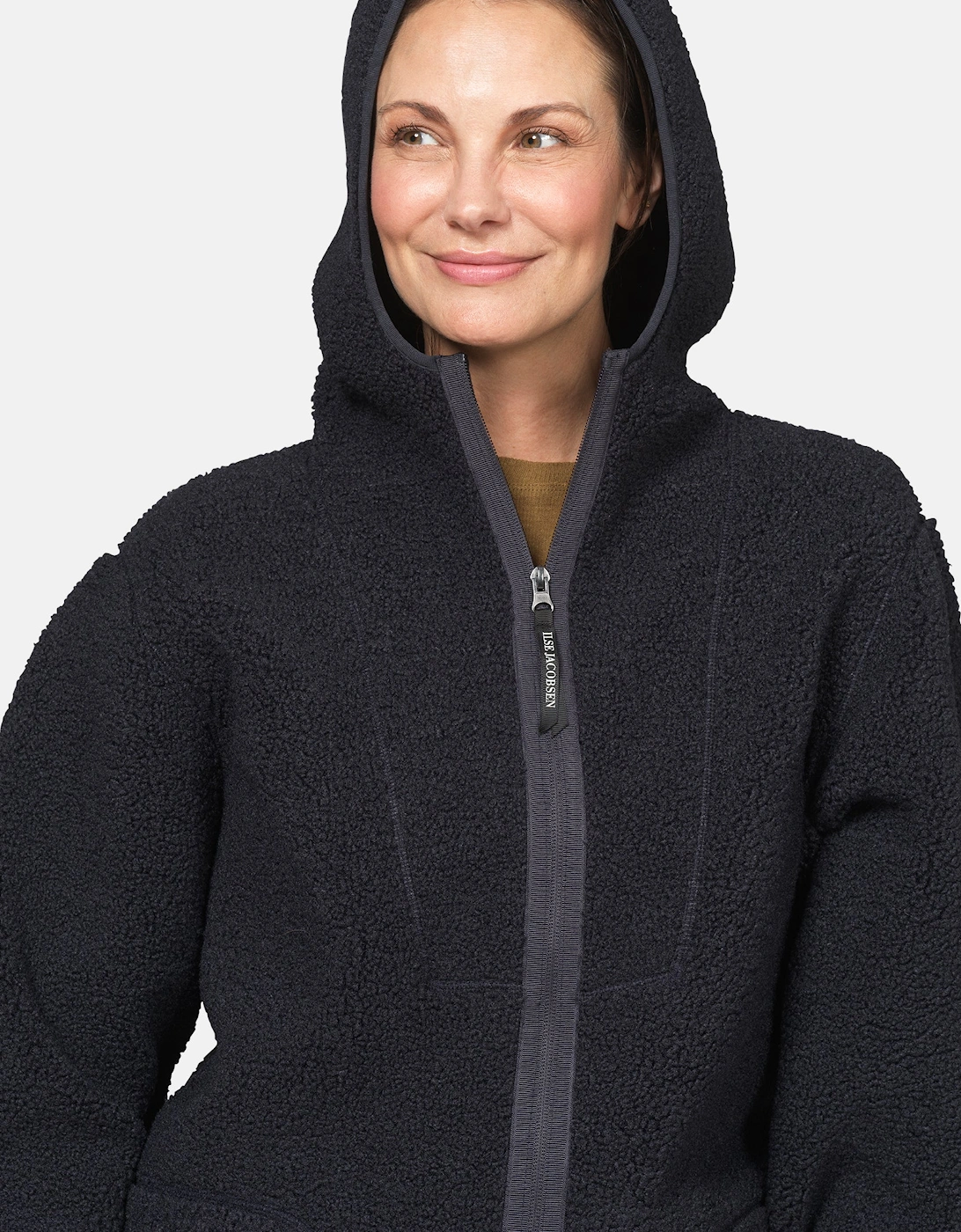 Ilse Jacobsen Bonded Pile Womens Hooded Jacket - Dark Indigo 660
