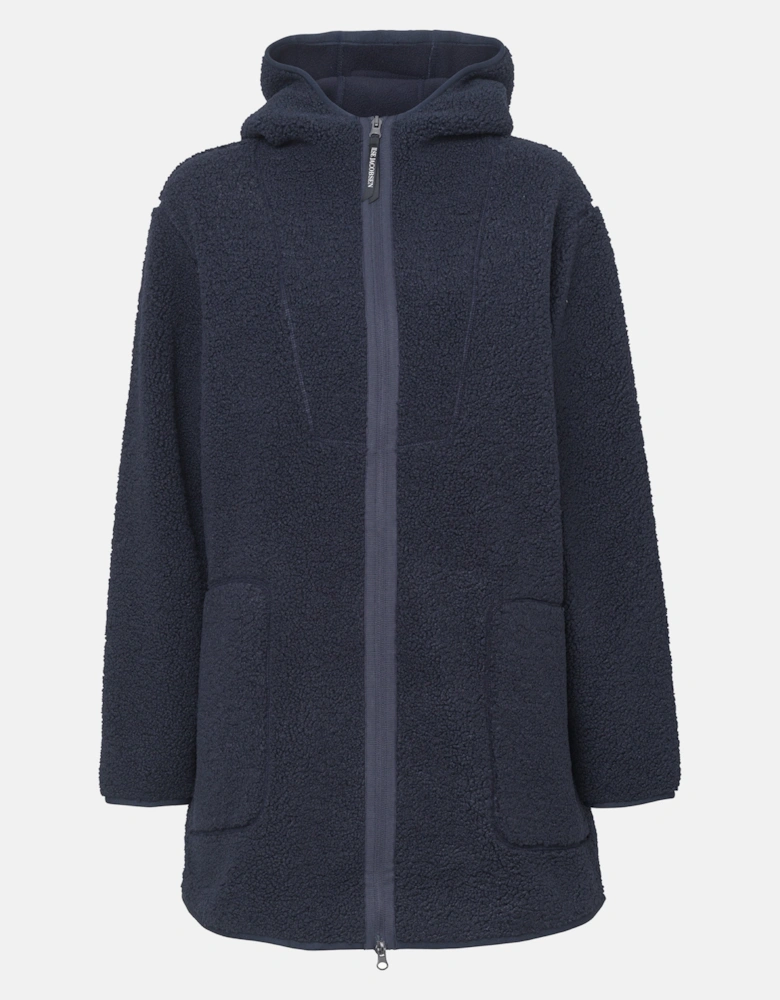 Ilse Jacobsen Bonded Pile Womens Hooded Jacket - Dark Indigo 660